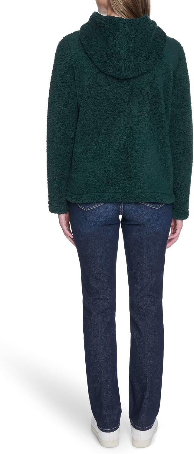 image:imageNautica Womens Solid Sherpa Zipup Hoodie JacketForest