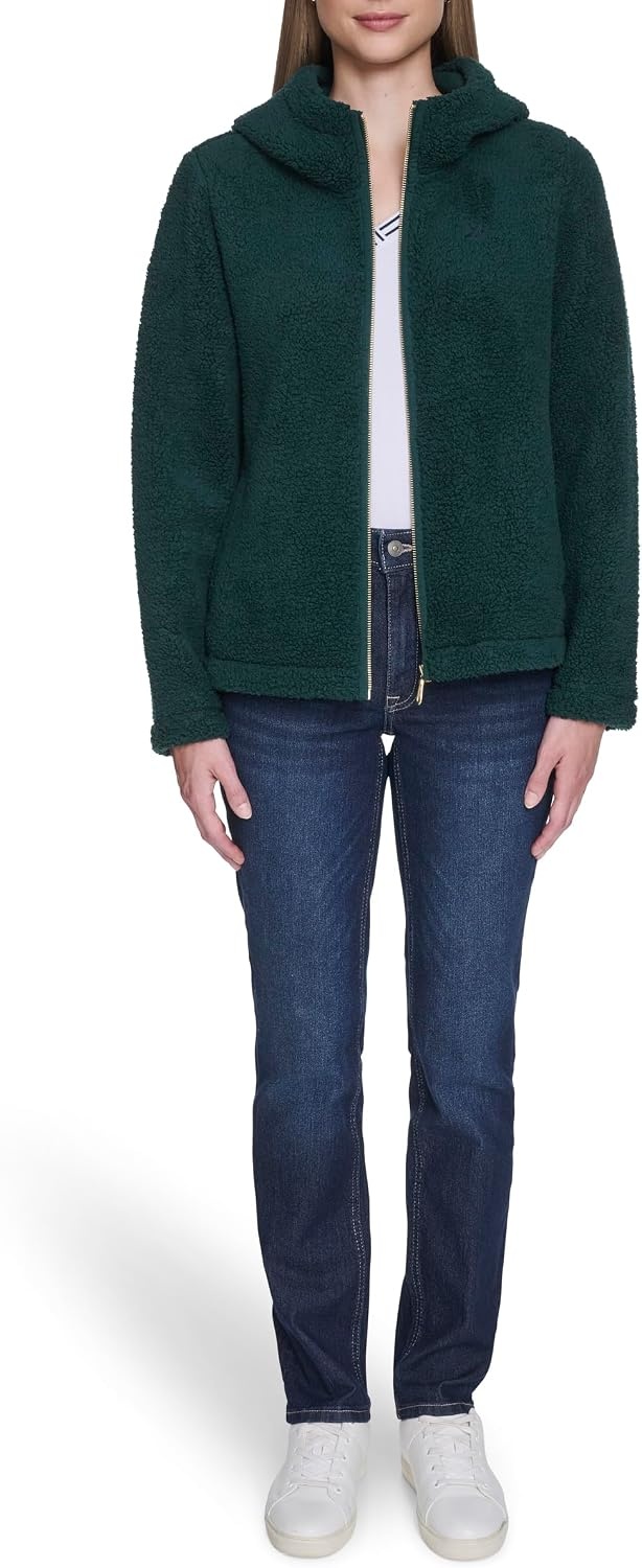 image:imageNautica Womens Solid Sherpa Zipup Hoodie JacketForest