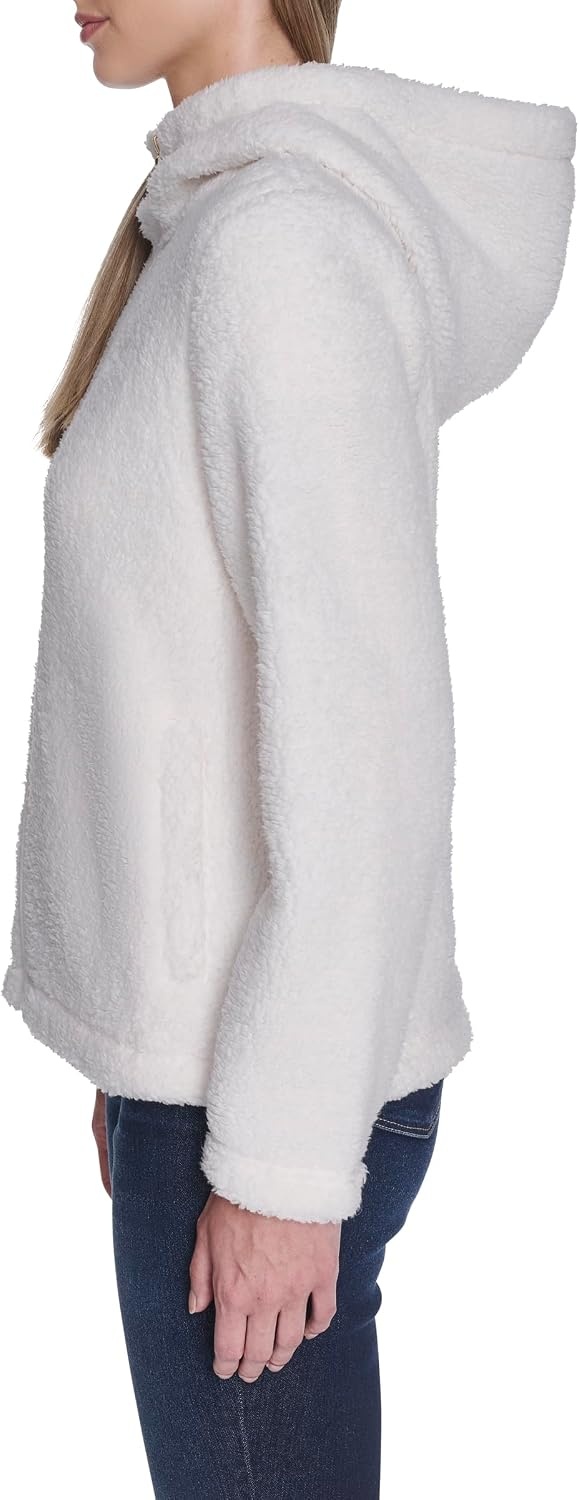 image:imageNautica Womens Solid Sherpa Zipup Hoodie JacketSoft Ivory