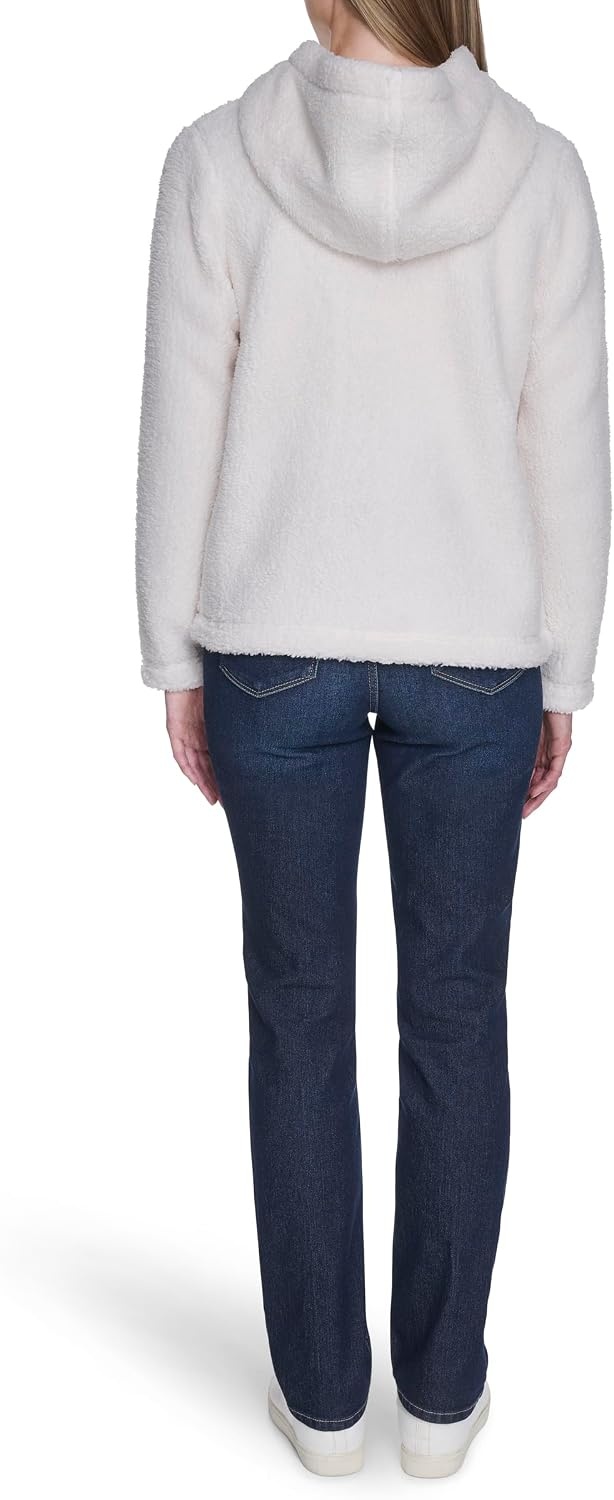 image:imageNautica Womens Solid Sherpa Zipup Hoodie JacketSoft Ivory