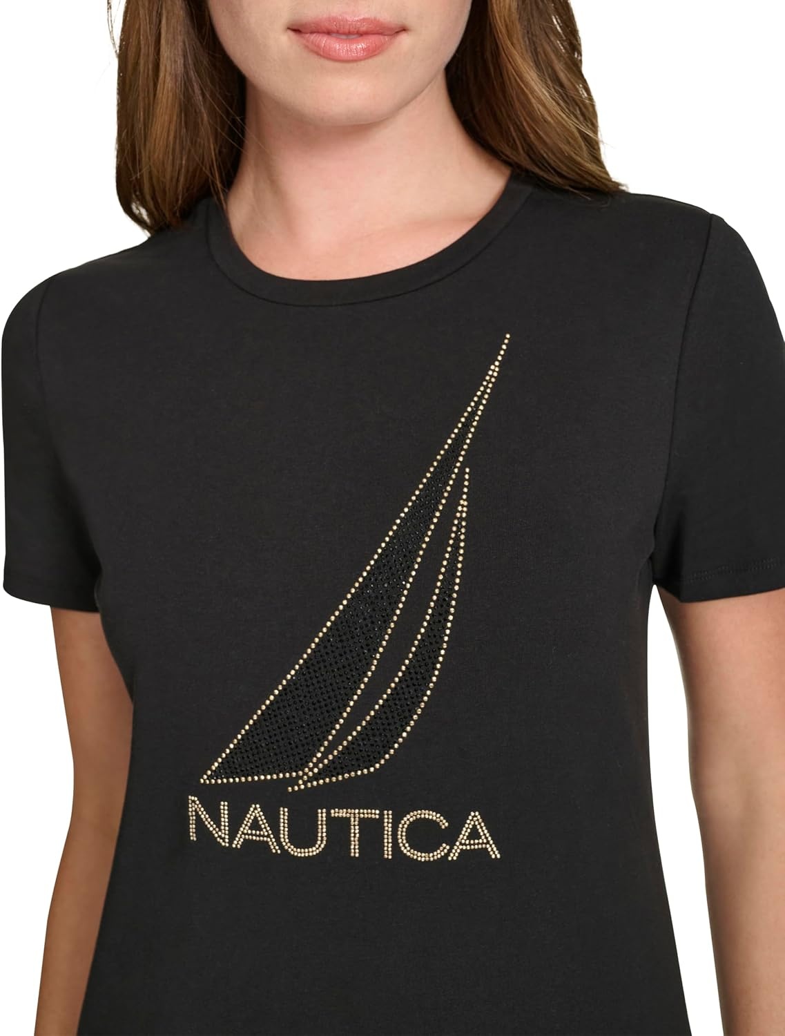 image:imageNautica Womens Solid Short Sleeve Crew Neckline TShirtBlack