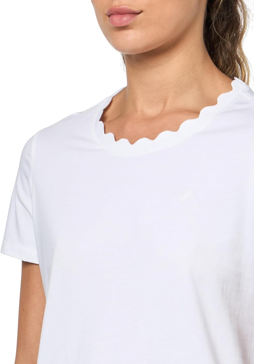 image:imageNautica Womens Solid Short Sleeve Crew Neckline TShirtBright White