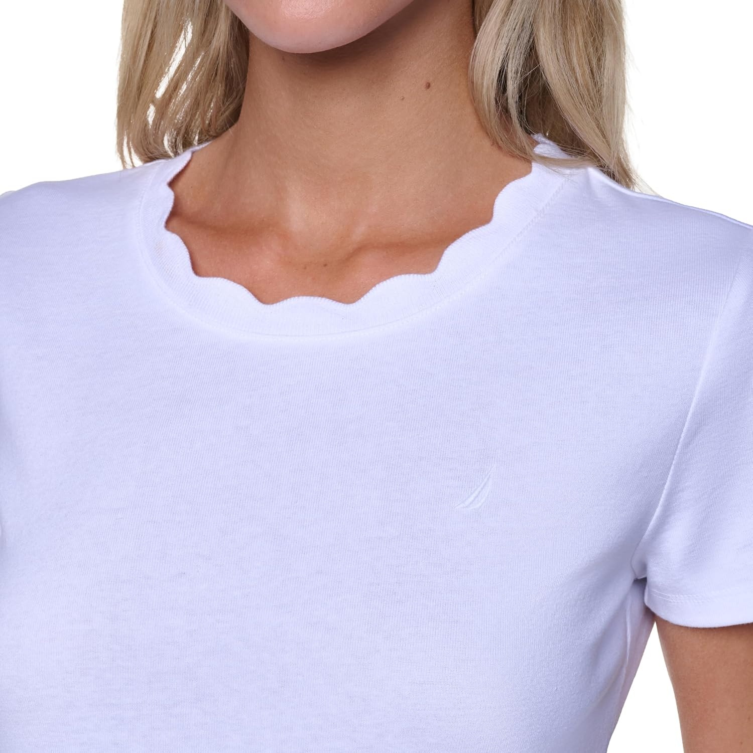 image:imageNautica Womens Solid Short Sleeve Crew Neckline TShirtNew Bright White