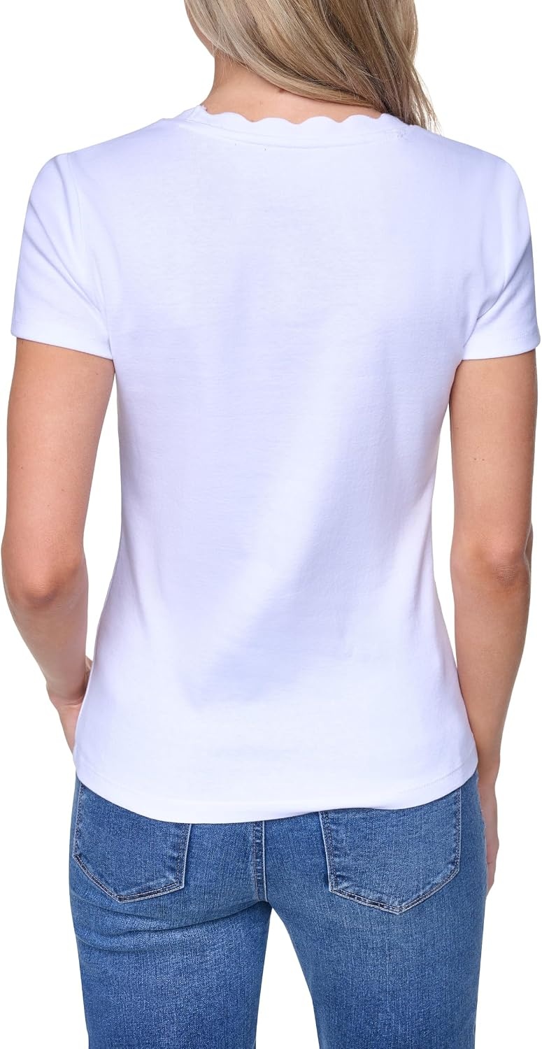 image:imageNautica Womens Solid Short Sleeve Crew Neckline TShirtNew Bright White