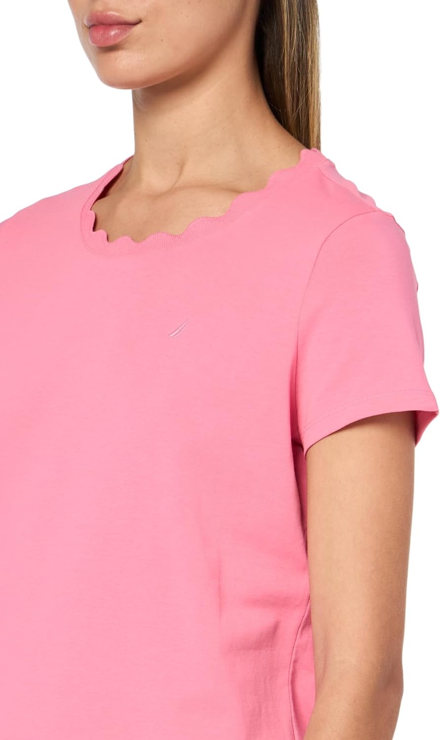image:imageNautica Womens Solid Short Sleeve Crew Neckline TShirtPeony