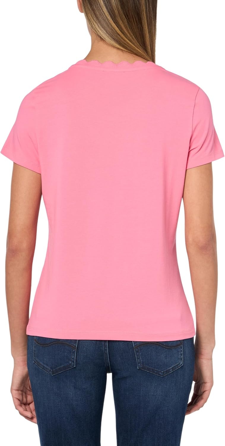 image:imageNautica Womens Solid Short Sleeve Crew Neckline TShirtPeony