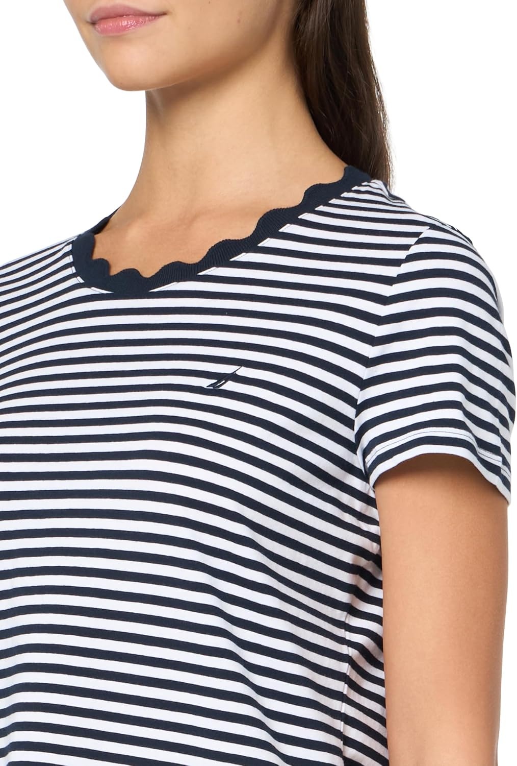 image:imageNautica Womens Solid Short Sleeve Crew Neckline TShirtSky CaptainBright White