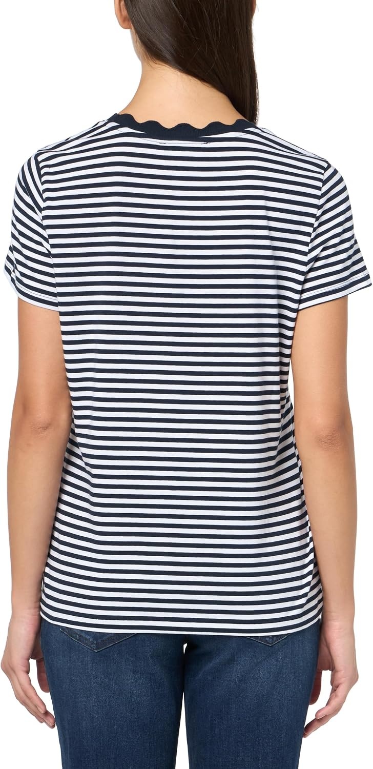 image:imageNautica Womens Solid Short Sleeve Crew Neckline TShirtSky CaptainBright White