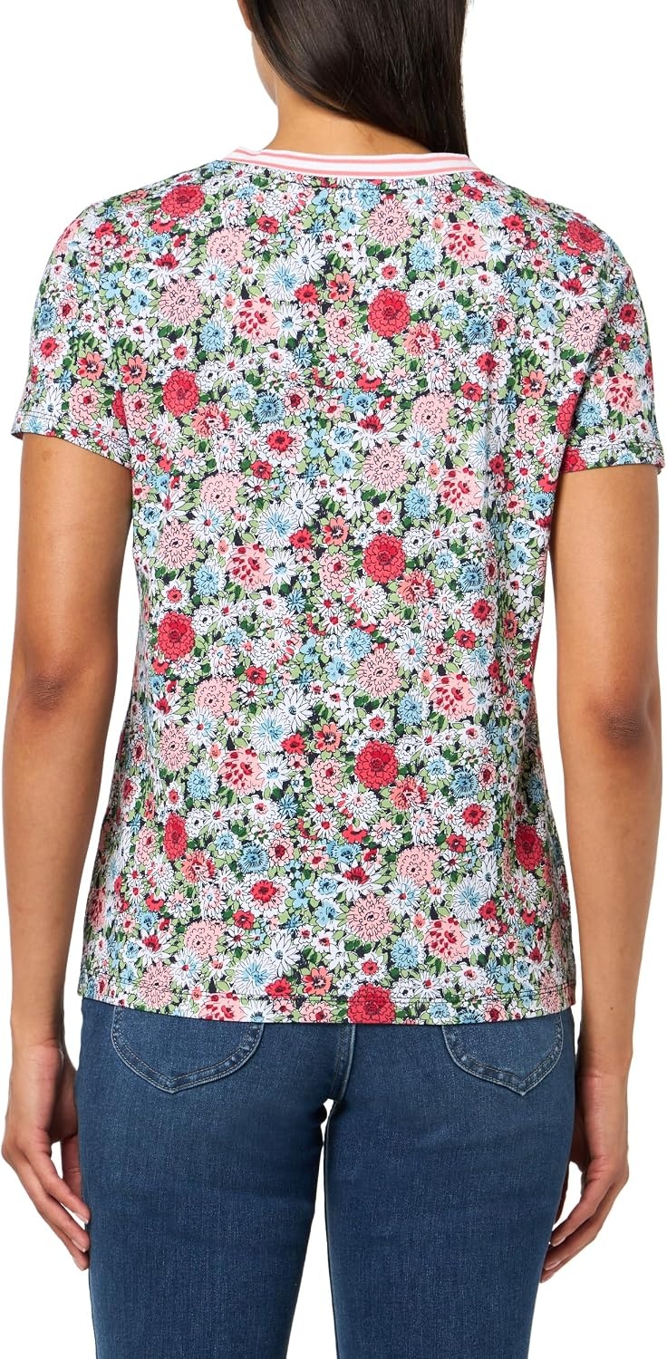 image:imageNautica Womens Solid VNeck Short Sleeve TShirtBloom Multi