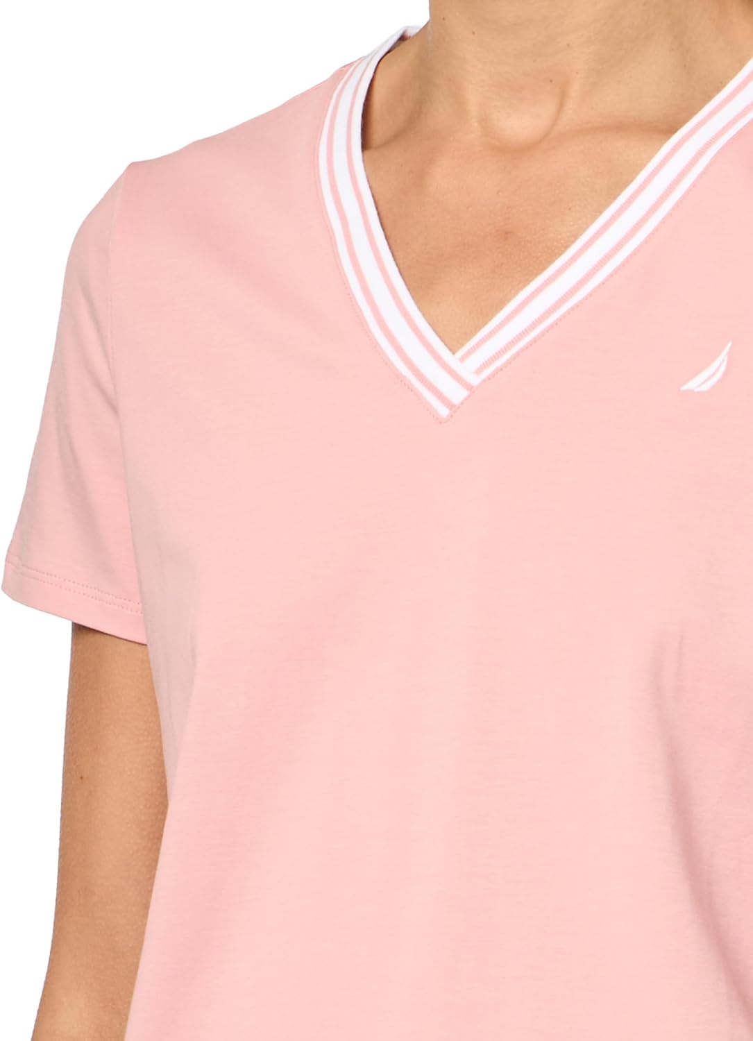 image:imageNautica Womens Solid VNeck Short Sleeve TShirtBridal Rose