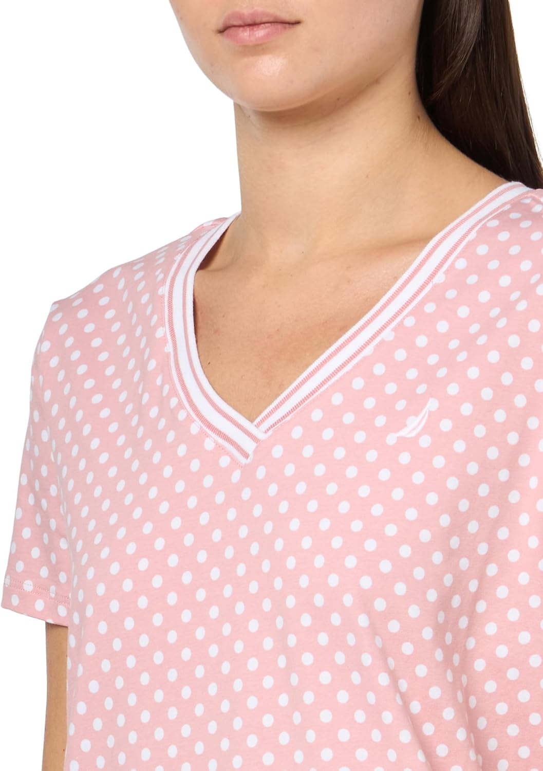 image:imageNautica Womens Solid VNeck Short Sleeve TShirtBridal Rose Bright White