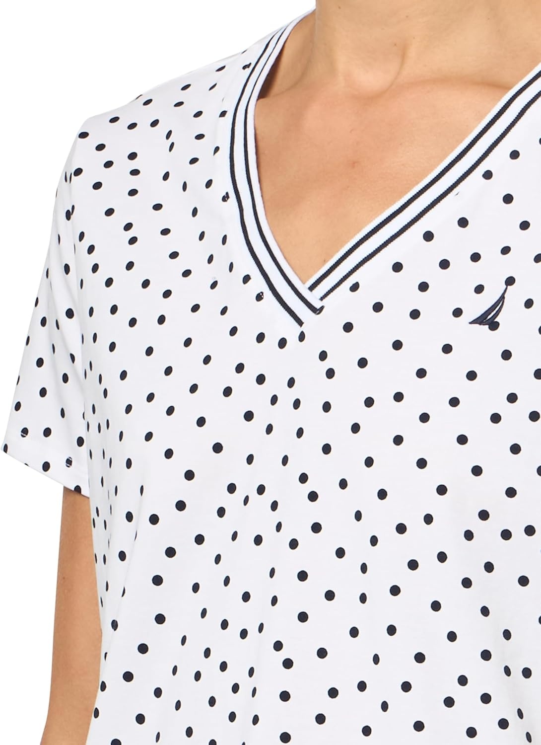 image:imageNautica Womens Solid VNeck Short Sleeve TShirtBright WhiteNight Sky