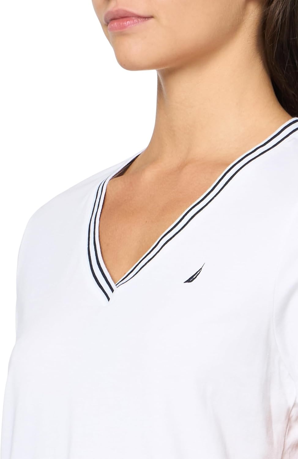 image:imageNautica Womens Solid VNeck Short Sleeve TShirtBright WhiteWhite
