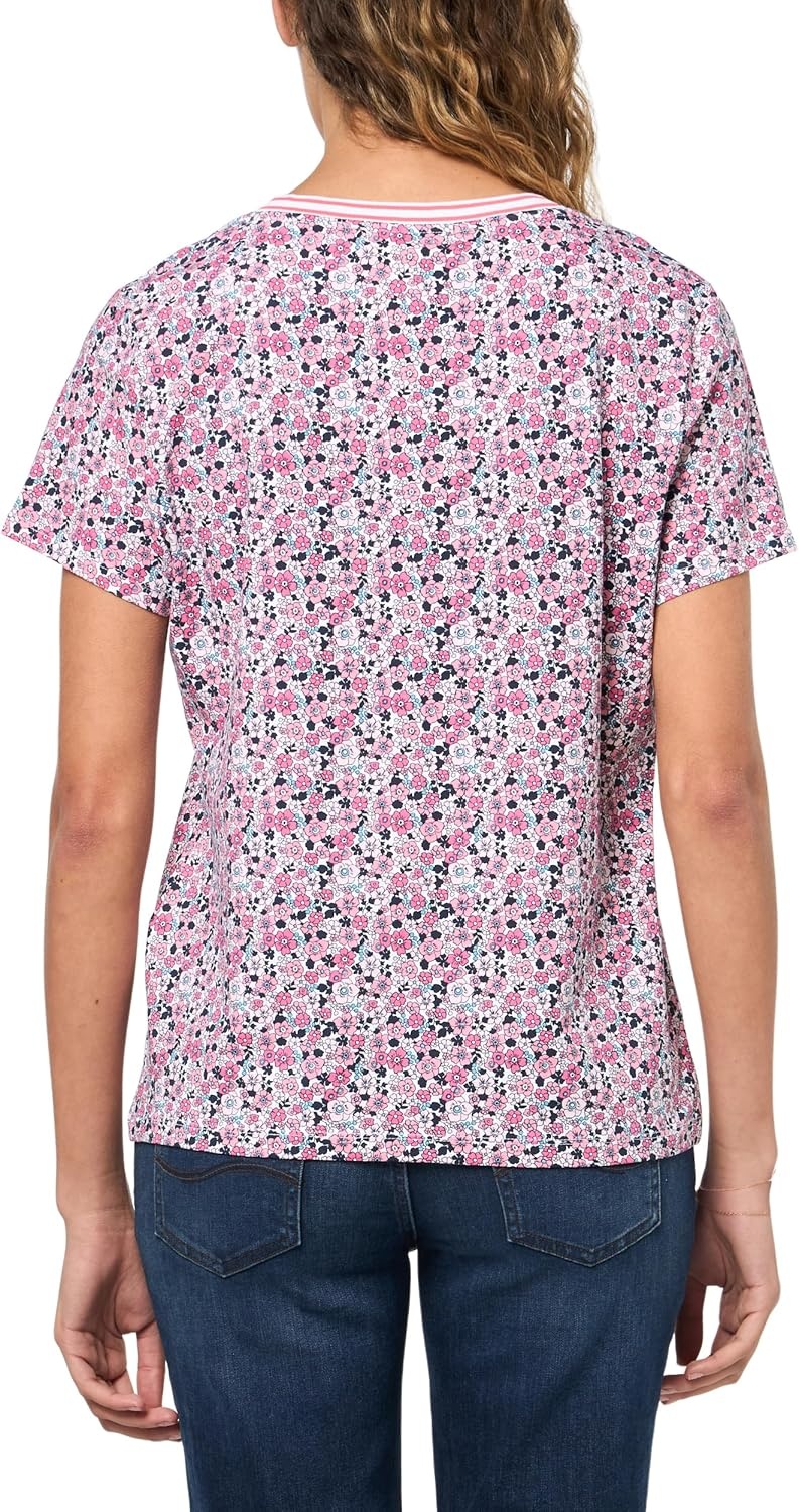 image:imageNautica Womens Solid VNeck Short Sleeve TShirtCamilla Rose Multi