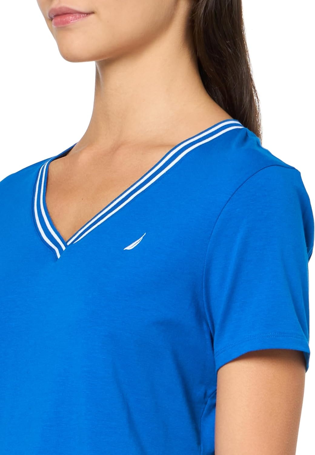 image:imageNautica Womens Solid VNeck Short Sleeve TShirtCerulean
