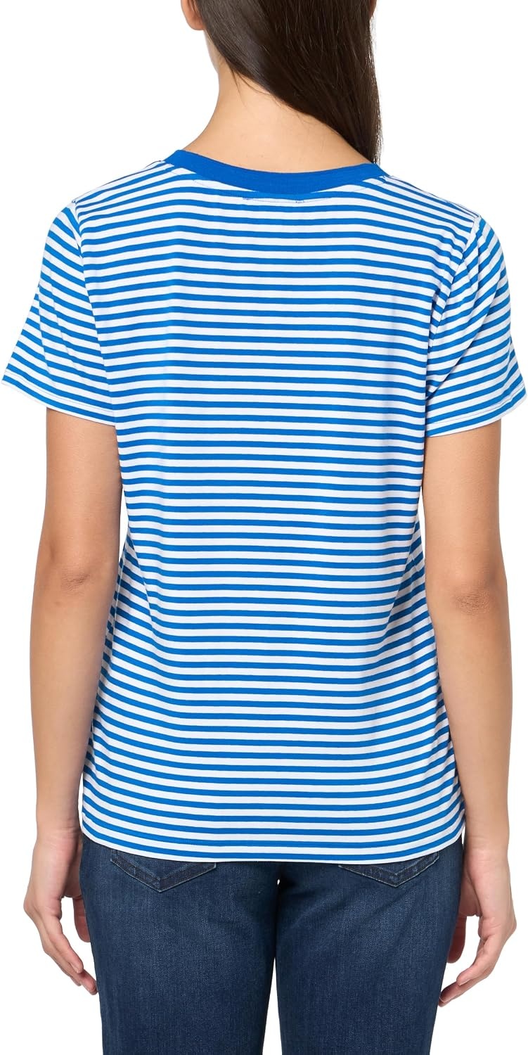 image:imageNautica Womens Solid VNeck Short Sleeve TShirtCeruleanWhiteWhite