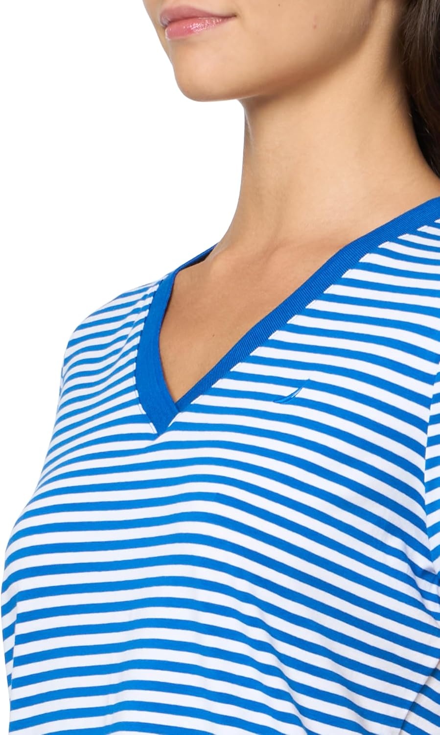 image:imageNautica Womens Solid VNeck Short Sleeve TShirtCeruleanWhiteWhite