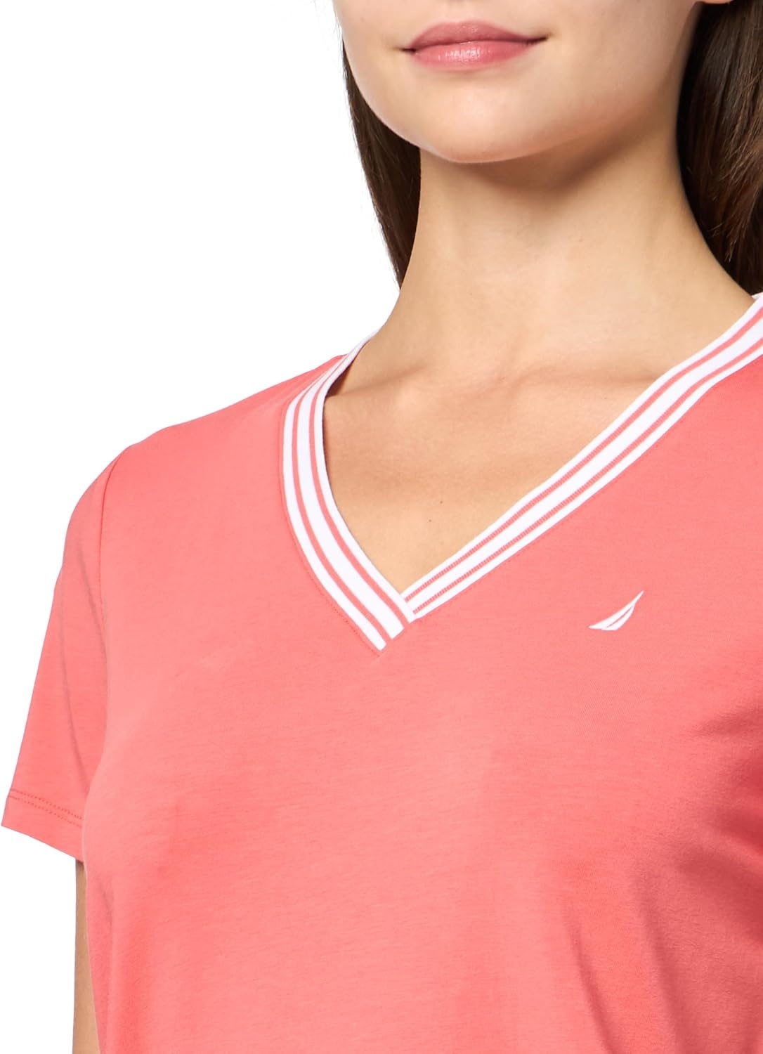 image:imageNautica Womens Solid VNeck Short Sleeve TShirtCoralie