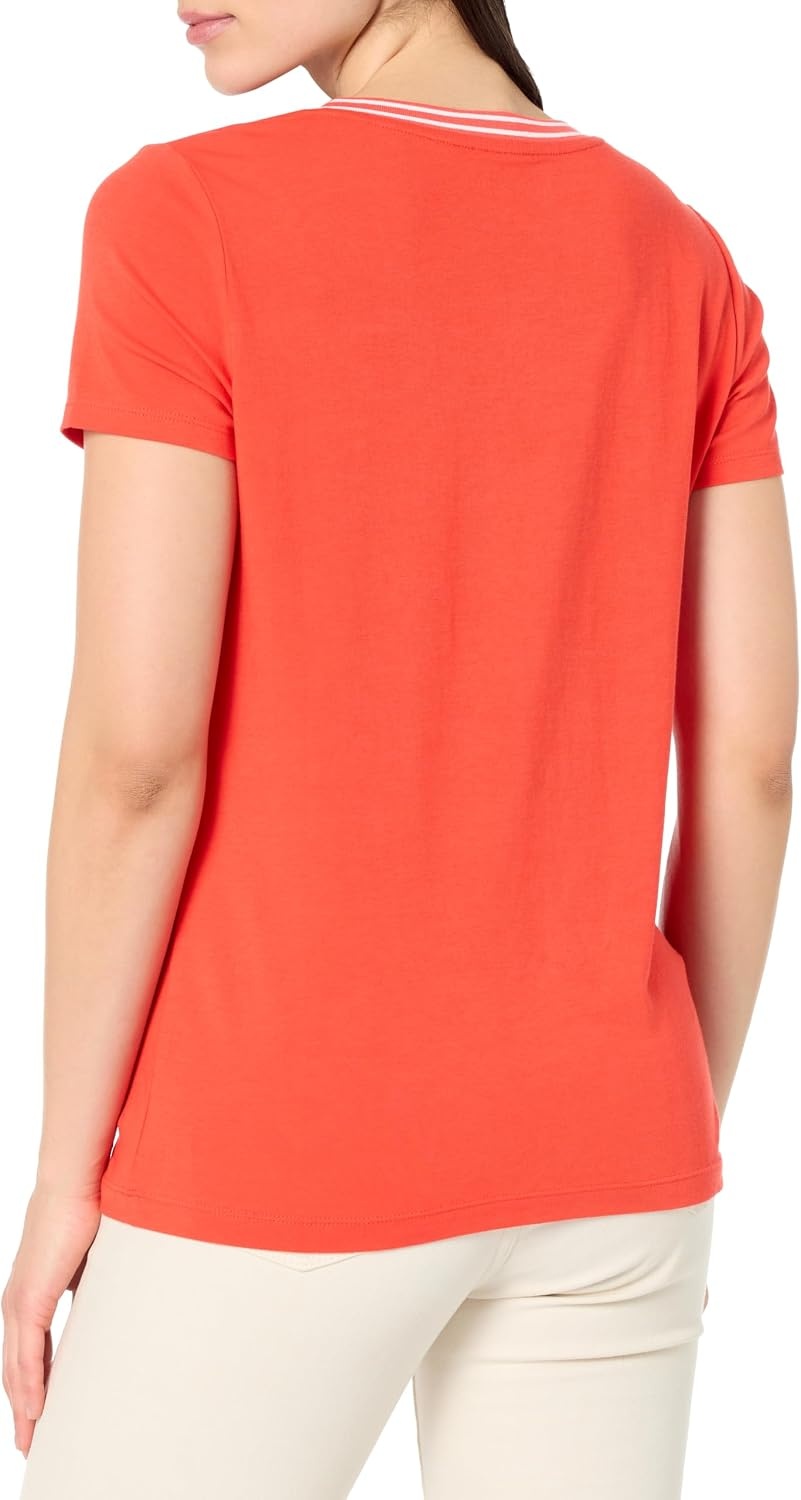 image:imageNautica Womens Solid VNeck Short Sleeve TShirtGrenadine