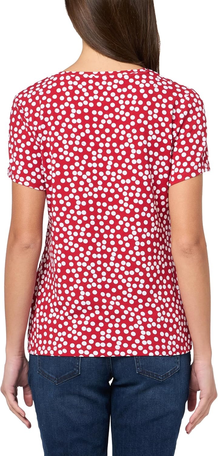 image:imageNautica Womens Solid VNeck Short Sleeve TShirtHaute Red Multi