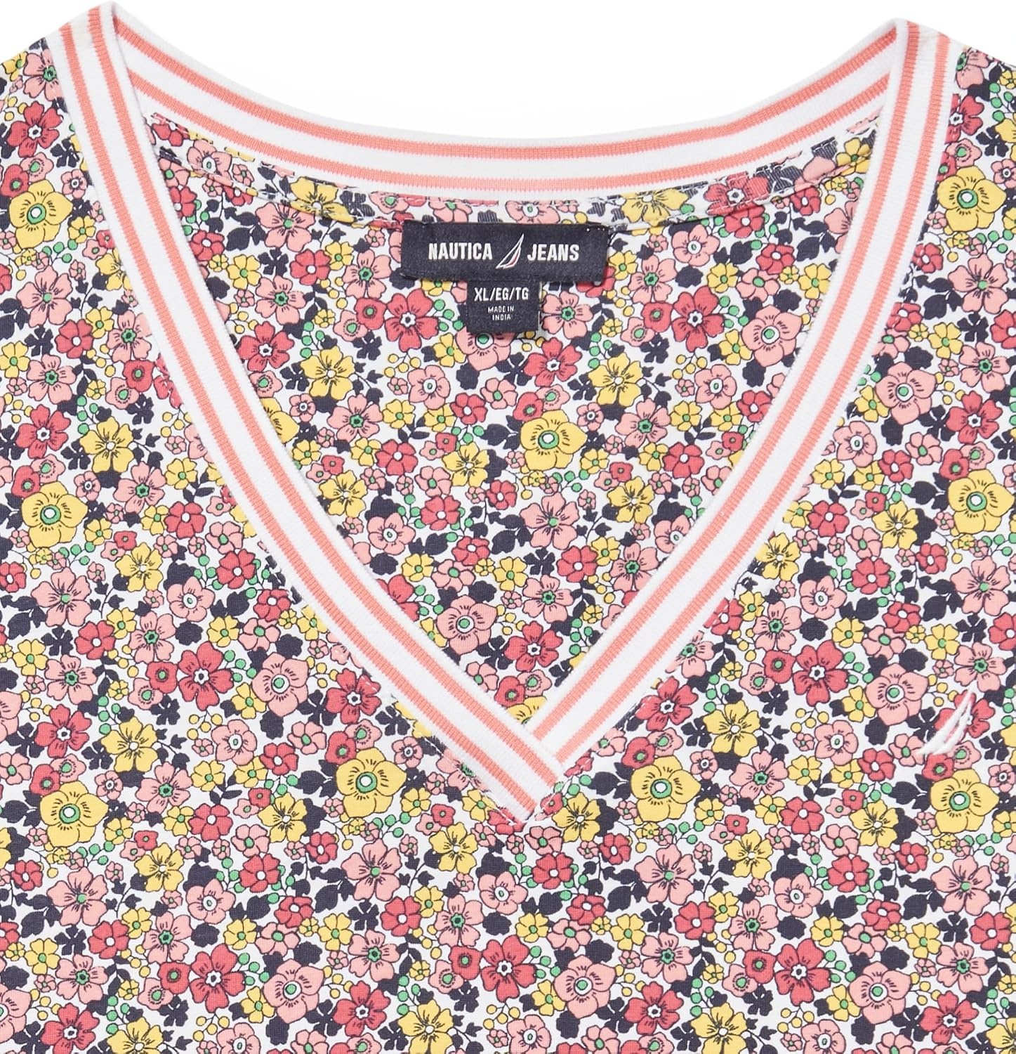 image:imageNautica Womens Solid VNeck Short Sleeve TShirtMango Multi