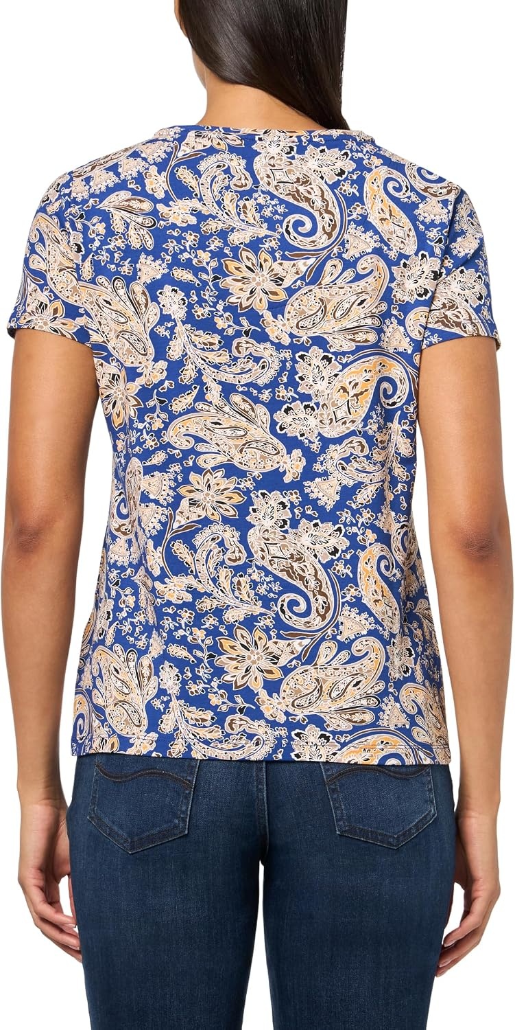 image:imageNautica Womens Solid VNeck Short Sleeve TShirtMarina Blue Multi