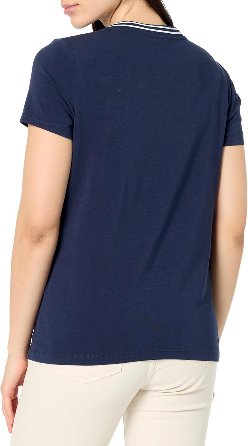 image:imageNautica Womens Solid VNeck Short Sleeve TShirtNight Sky