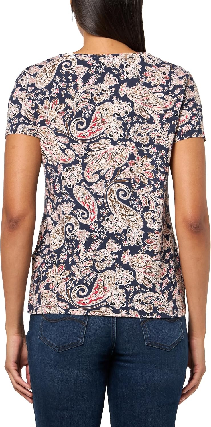 image:imageNautica Womens Solid VNeck Short Sleeve TShirtNight Sky Multi