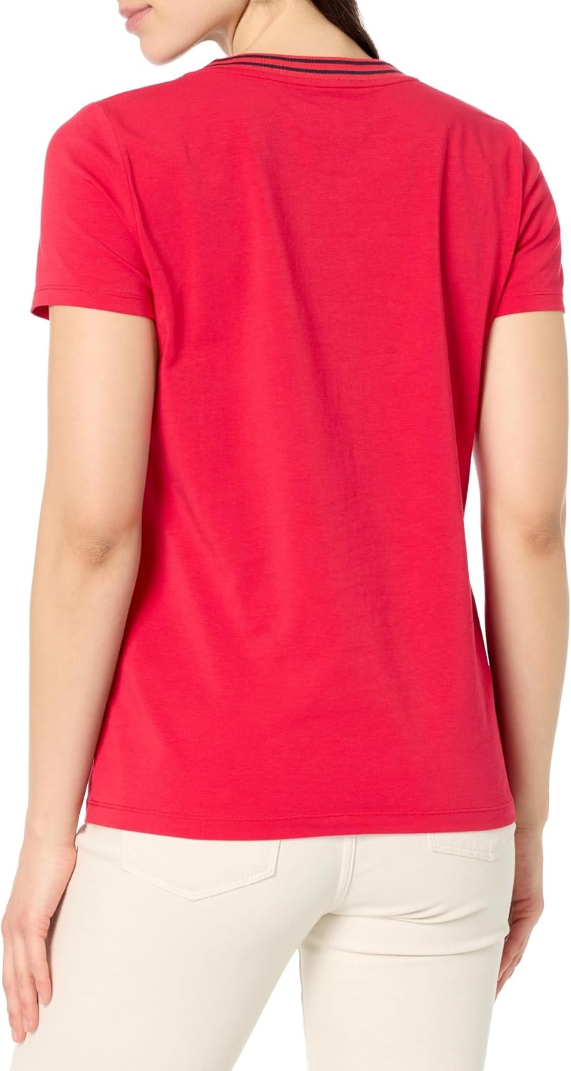 image:imageNautica Womens Solid VNeck Short Sleeve TShirtRegatta Red