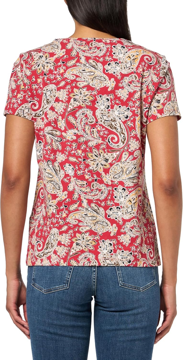 image:imageNautica Womens Solid VNeck Short Sleeve TShirtSamba Multi