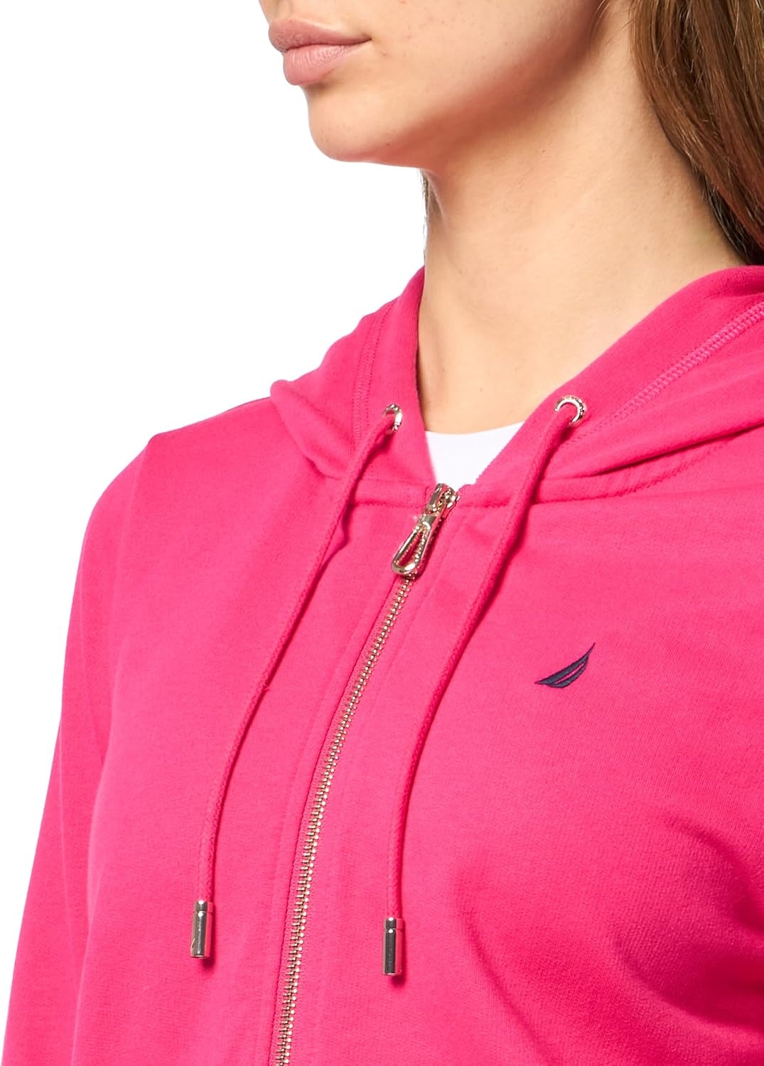image:imageNautica Womens Solid Zipper Long Sleeve Hoodie SweatshirtAster Pink