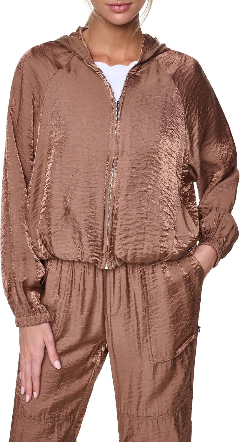 image:imageNautica Womens Solid Zipper Long Sleeve Hoodie SweatshirtBarley