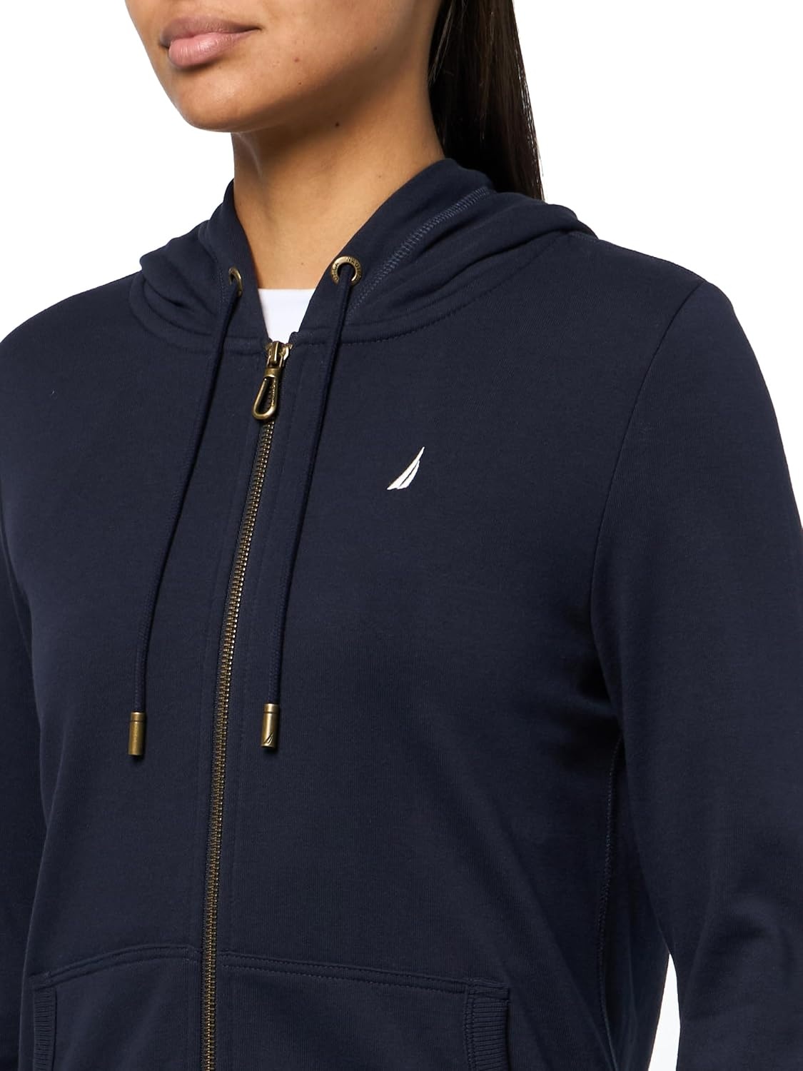 image:imageNautica Womens Solid Zipper Long Sleeve Hoodie SweatshirtNight Sky