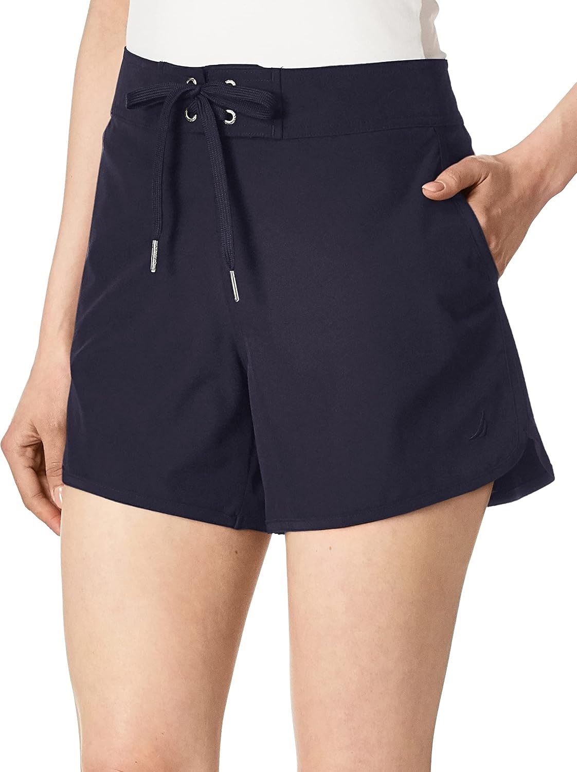 image:imageNautica Womens Standard Solid 45 Core Stretch Quick Dry Board Short Swimsuit Bottom Adjustable Drawstring Waistband CordDeep Sea
