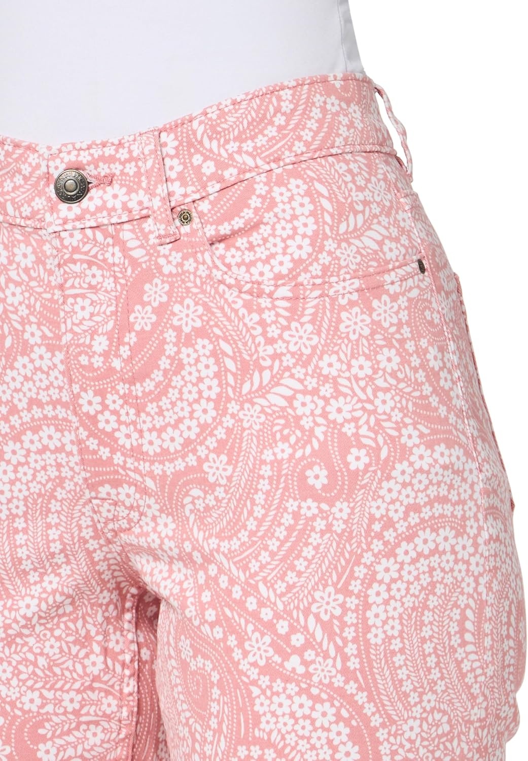 image:imageNautica Womens Straight Ankle Paisley Bay Straight Ankle PantsBridal Rose Bright White