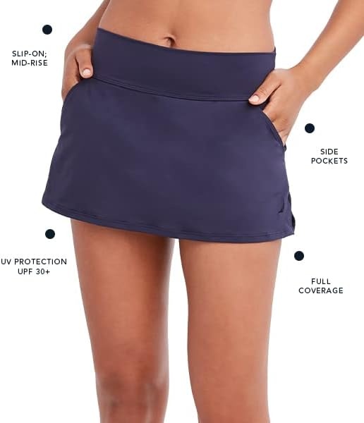 image:imageNautica Womens Swim Skirt QuickDry Swim Shorts Tummy Control Skort Pockets Volley ShortsBlack