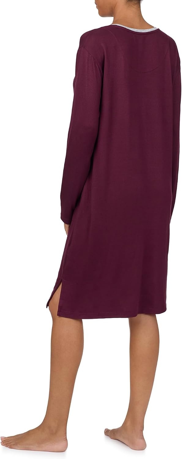 image:imageNautica Womens UltaSoft Sleepwear amp Loungewear Long Sleeve Sweater Knit Lightweight amp Cozy Nightgown Lounge DressBurgundy