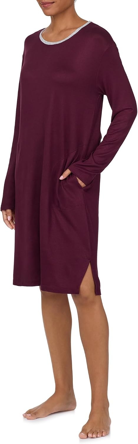 image:imageNautica Womens UltaSoft Sleepwear amp Loungewear Long Sleeve Sweater Knit Lightweight amp Cozy Nightgown Lounge DressBurgundy