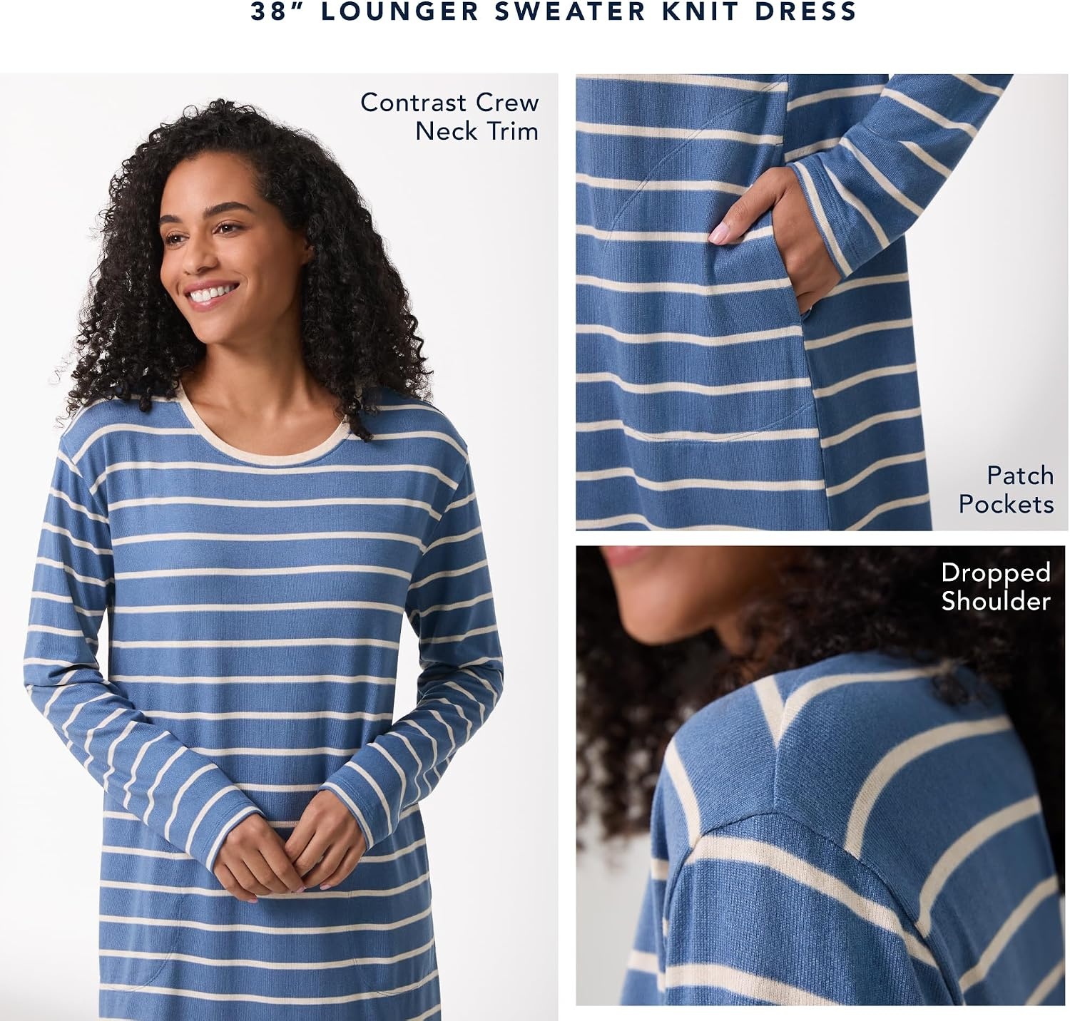 image:imageNautica Womens UltaSoft Sleepwear amp Loungewear Long Sleeve Sweater Knit Lightweight amp Cozy Nightgown Lounge DressGrey Heather