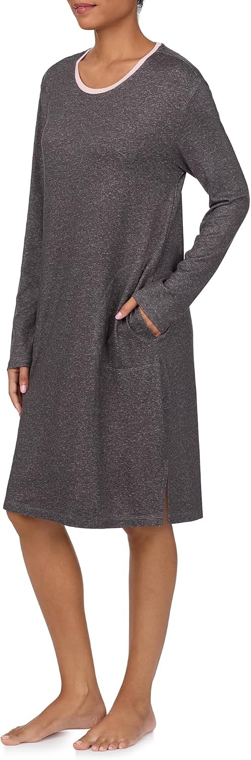 image:imageNautica Womens UltaSoft Sleepwear amp Loungewear Long Sleeve Sweater Knit Lightweight amp Cozy Nightgown Lounge DressGrey Heather