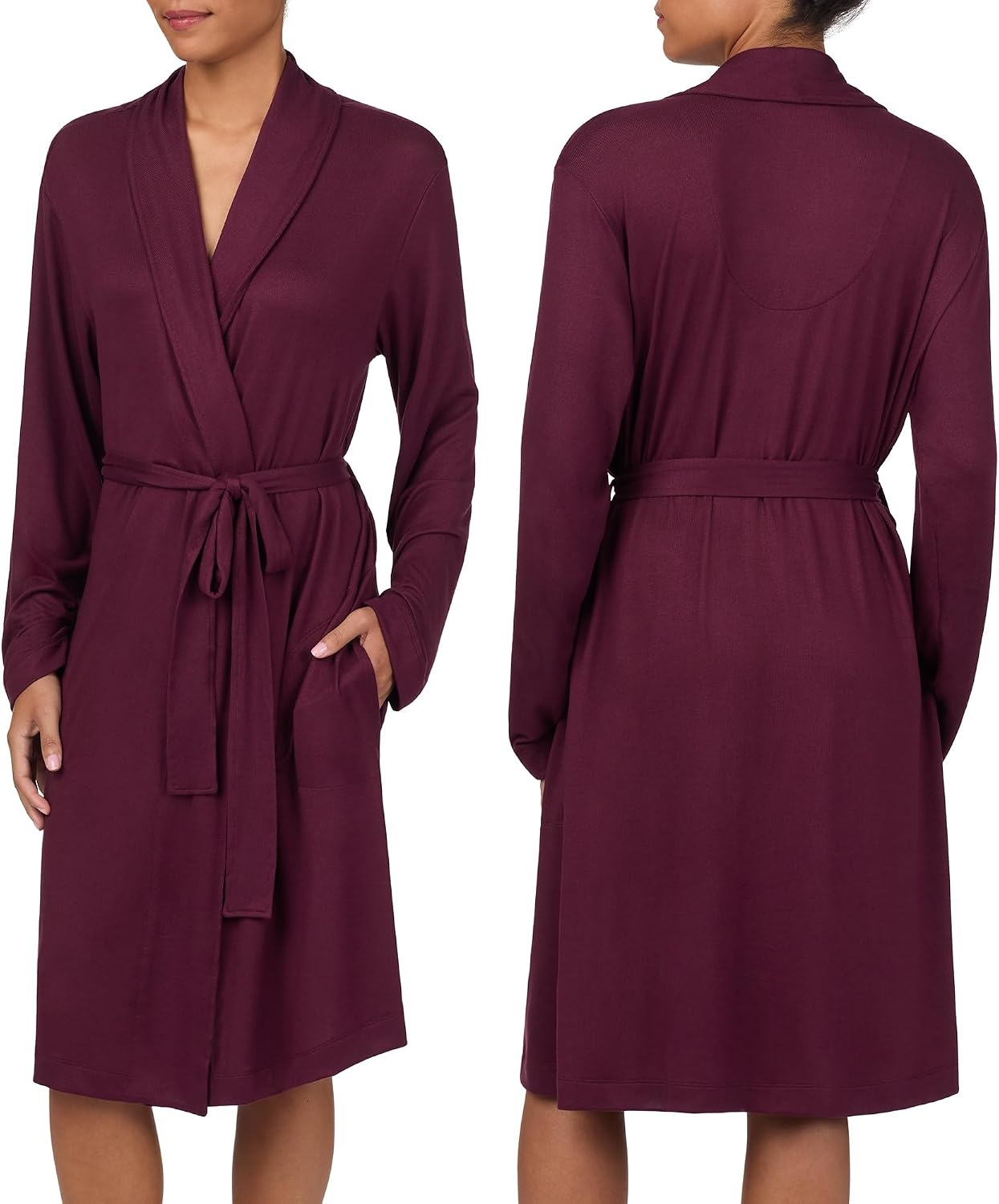 image:imageNautica Womens UltraSoft Robe Lightweight amp Cozy Long Sleeve Knee Length Bathrobe Sweater Knit Sleepwear amp LoungewearBurgundy