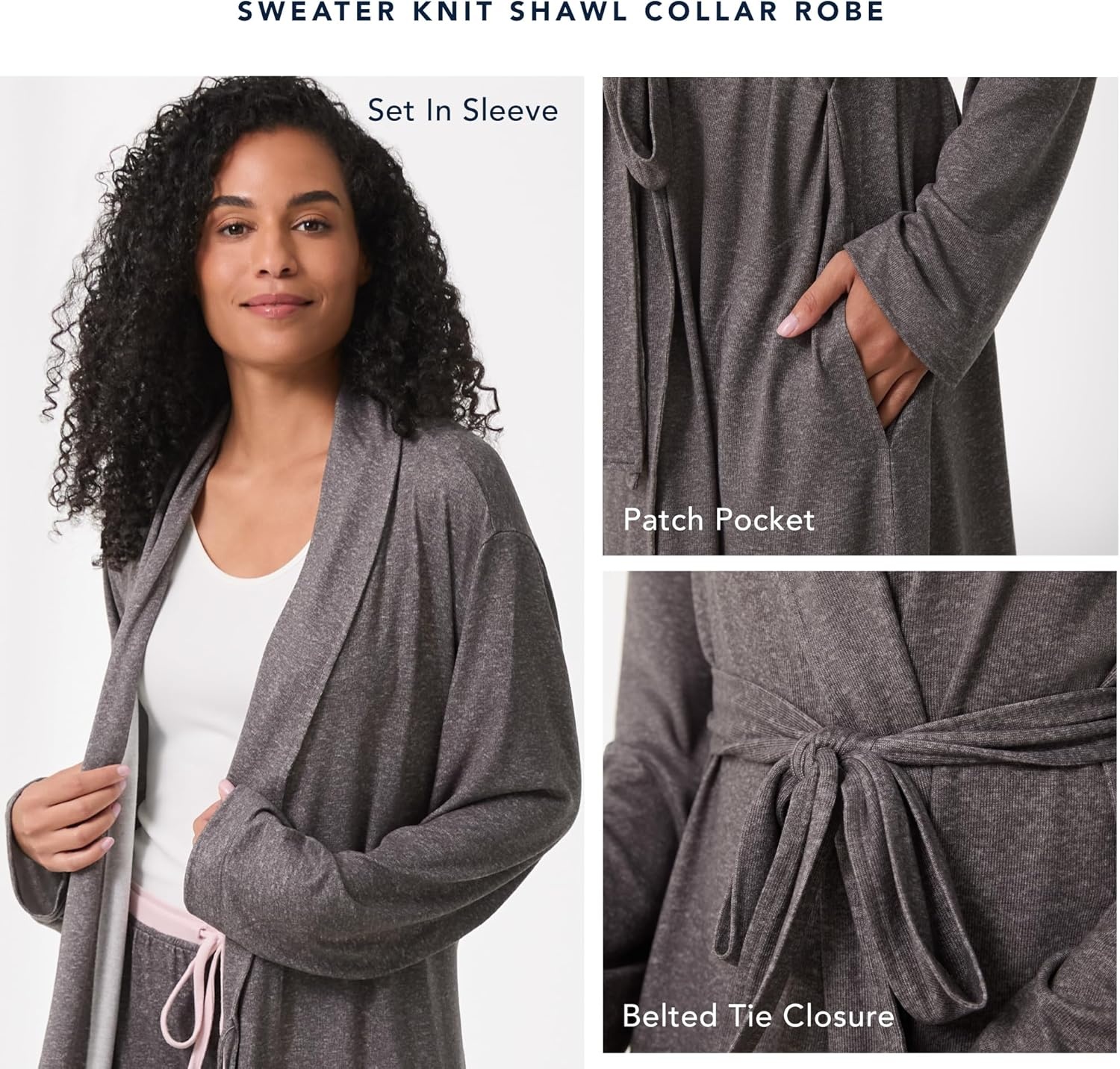 image:imageNautica Womens UltraSoft Robe Lightweight amp Cozy Long Sleeve Knee Length Bathrobe Sweater Knit Sleepwear amp LoungewearBurgundy