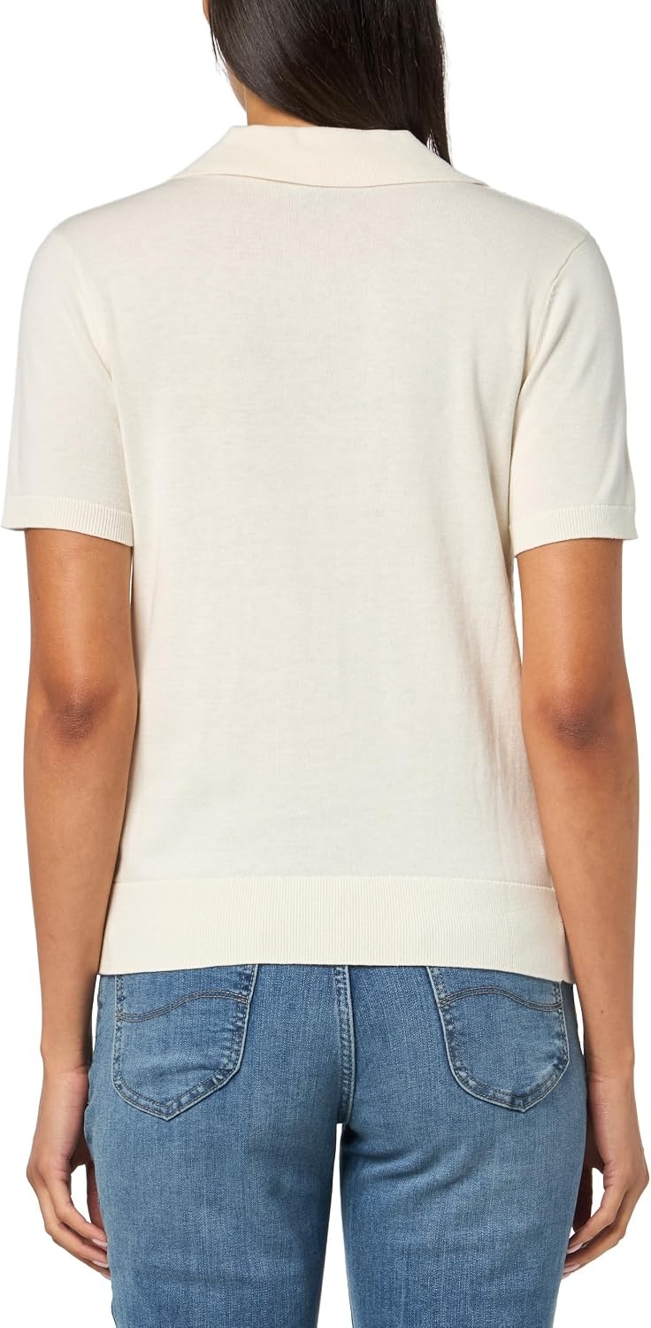image:imageNautica Womens VNeck Cable Polo Long SleeveIvory