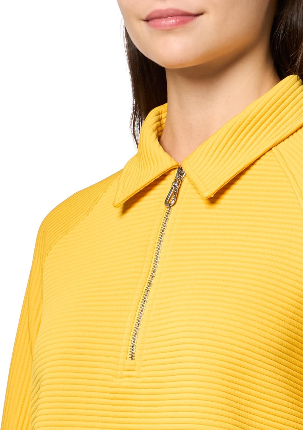 image:imageNautica Womens Zipper Collared Ribbed Pullover SweatshirtDeep Maize