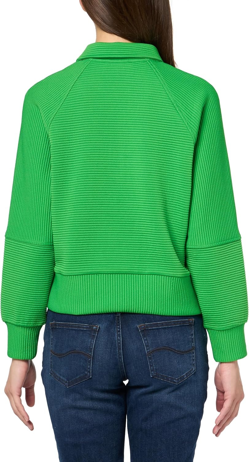 image:imageNautica Womens Zipper Collared Ribbed Pullover SweatshirtNew Leaf