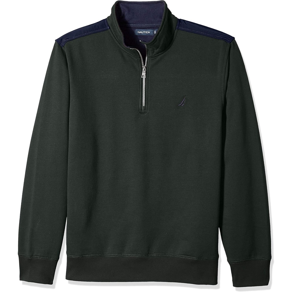 image:imageNAUTICA mens Solid 14 Zip Fleece SweatshirtKelp Seas