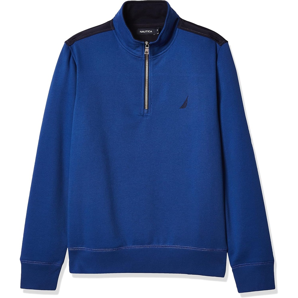 image:imageNAUTICA mens Solid 14 Zip Fleece SweatshirtMonaco Blue