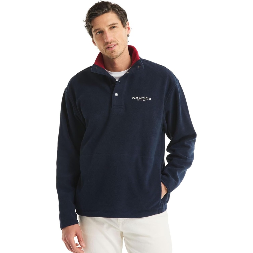 image:imageNAUTICA mens Solid 14 Zip Fleece SweatshirtThe French Navy