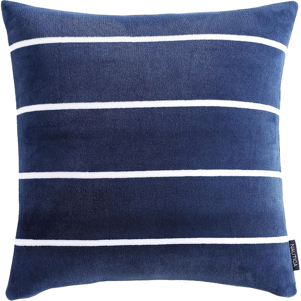 image:imageNautica Euro Sham Ultra Soft Plush Micro Flannel Fleece Bedding Hidden Zipper Closure amp KnifeEdge Finish Navy 26 x 26NavyWhite