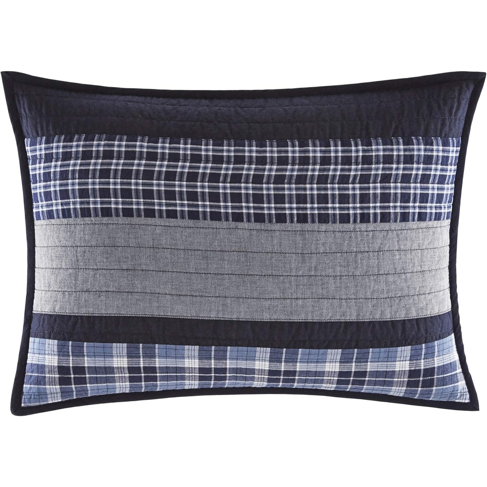 image:imageNautica Queen Comforter Set Reversible Bedding with Matching Shams Stripe Room Decor College Dorm Room Essentials Bay Shore NavyBlueGrey